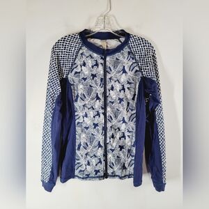 Helen Jon Blue Patterned Surf Shirt, Size Large